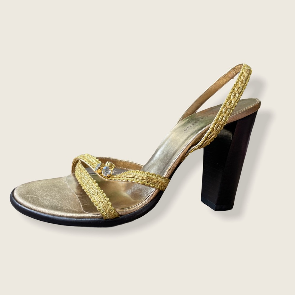 🆕 DOLCE & GABBANA Gold Slingback Heel Sandal - Picture 2 of 12